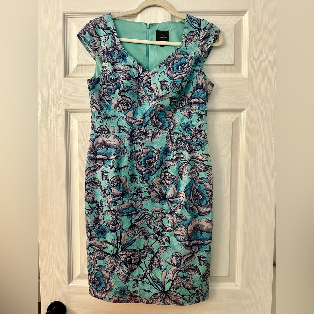 Adrianna Papell Teal and Purple Floral Mini Dress